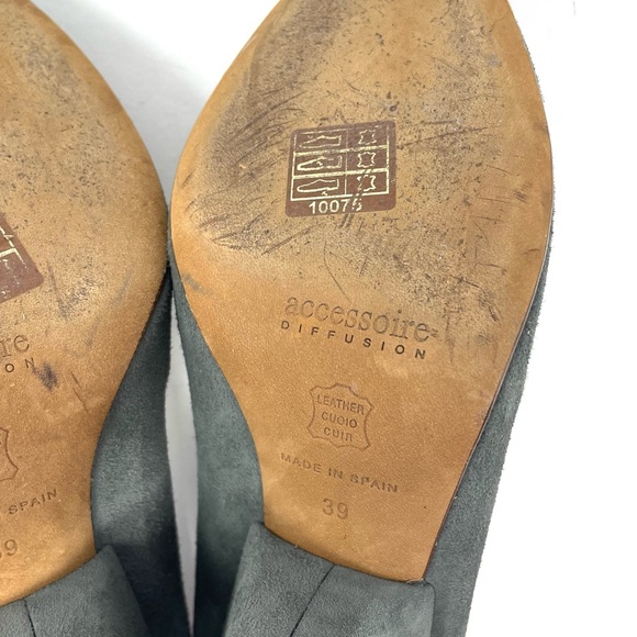 ACCESSOIRE DIFFUSION gray suede heels, vintage, made in Spain, size 39 - Picture 12 of 13